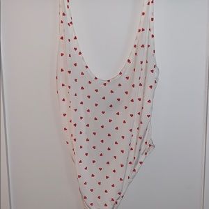 Nasty Gal Other - Heart Print Slinky Bodysuit Nasty Gal Other - Heart Print Slinky Bodysuit